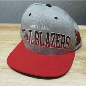 Portland Trailblazers Mitchell & Ness NBA Red Gray Snapback Hat Cap‎ Snap Back